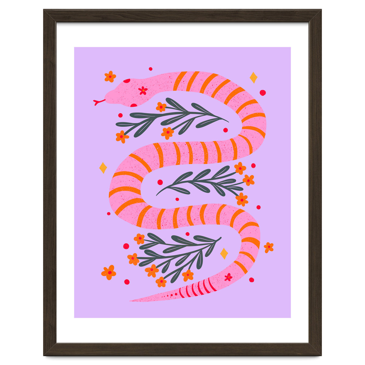 Modern snake - pink and orange