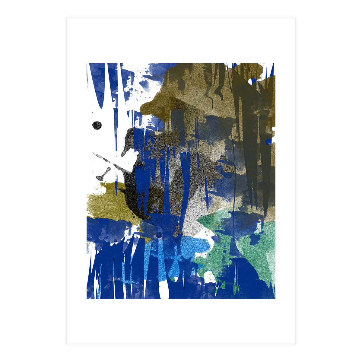 A Beautiful Mess, Abstract Blue Black Dark Eclectic Painting, Luxe Texture Contemporary Modern (Print Only)