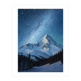 Majestic Snow-Capped Mountain Peak Under a Brilliant Starry Night Sky (Print Only) thumbnail