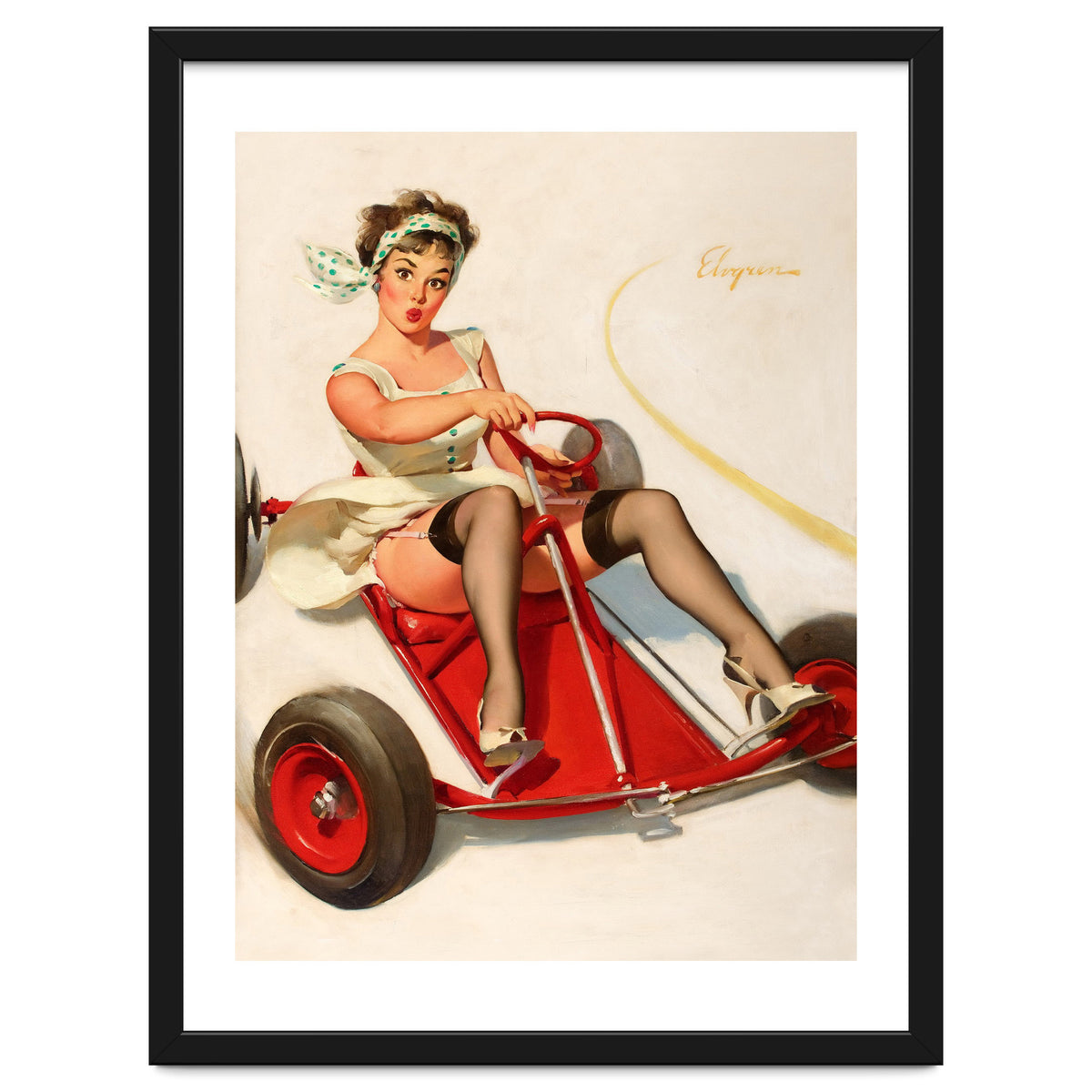 Pinup Sexy Girl On A Go Cart Car
