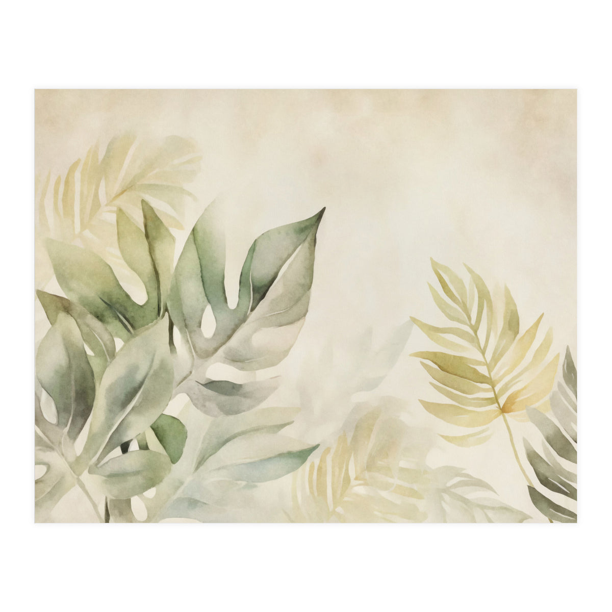 Gentle Leaf Tropical Whispers Watercolor Green (Print Only)