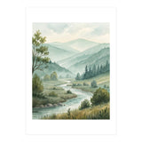 Serene River Valley in Soft Watercolor (Print Only) thumbnail