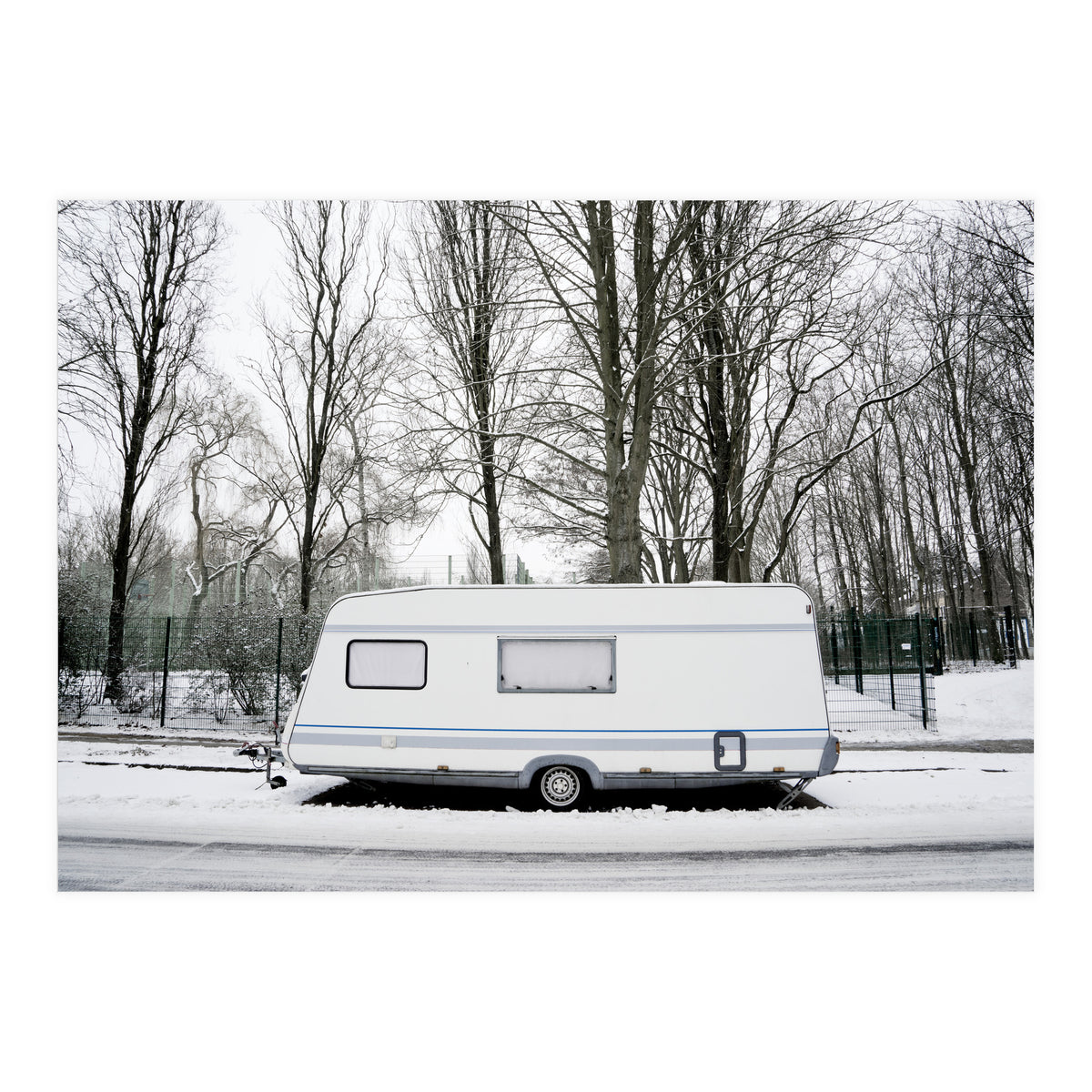 Travel Trailer in the snow road (Print Only)