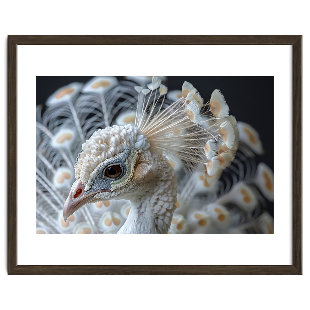 Close Up Albino Peacock Bird Portrait