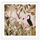 Vintage Exotic Birds Sepia Rainforest Flower Jungle thumbnail