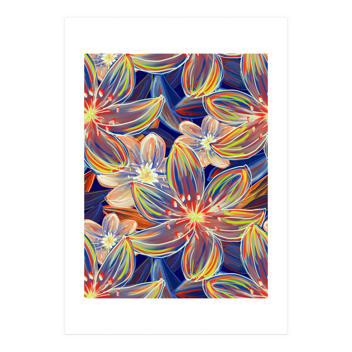 Fluo Bloom Orange & Blue (Print Only)