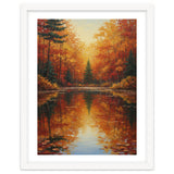 Golden Autumn Reflection: Impasto Forest Landscape thumbnail