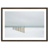 Wood fence in the winter snow beach thumbnail