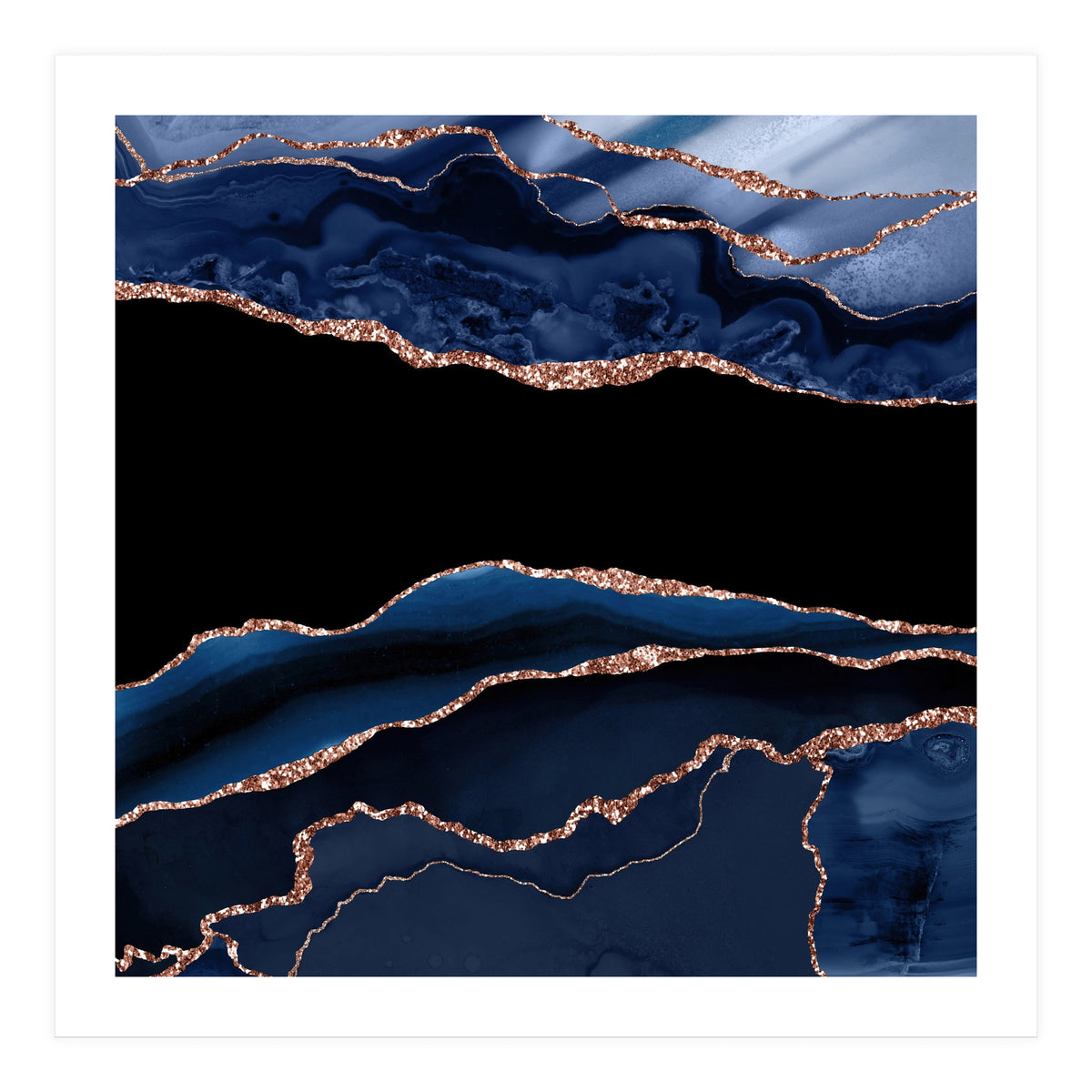 Navy & Rose Gold Agate Texture 11  (Print Only)