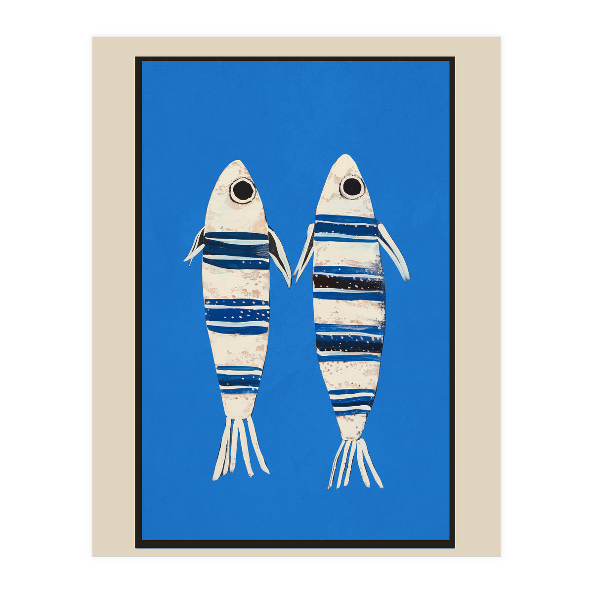 Minimal Fish On Blue (Print Only)