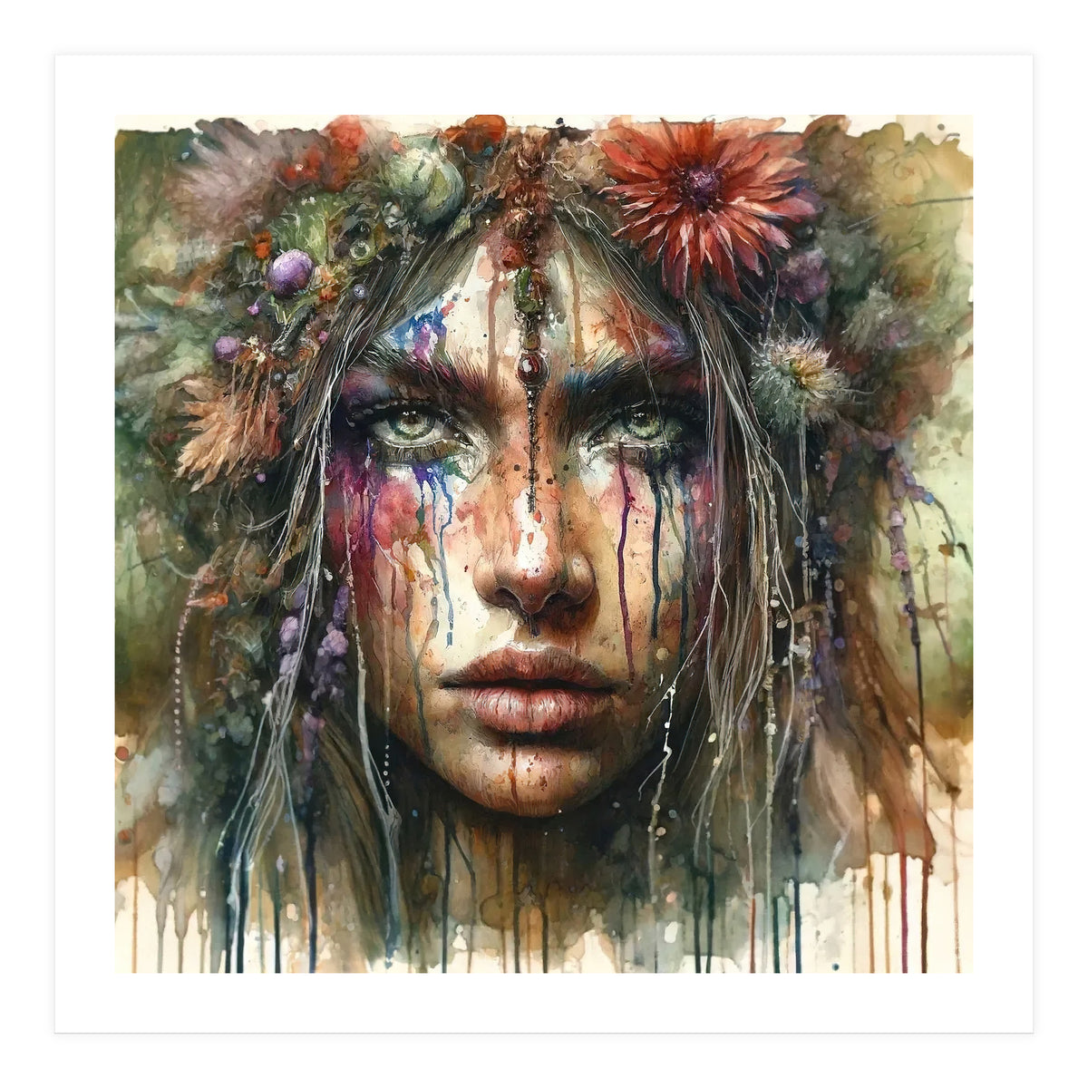 Wild Bloom Druid Woman Portrait (Print Only)