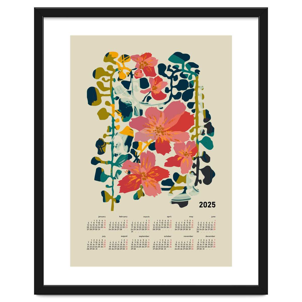 Calendar 2025 colorful orchid