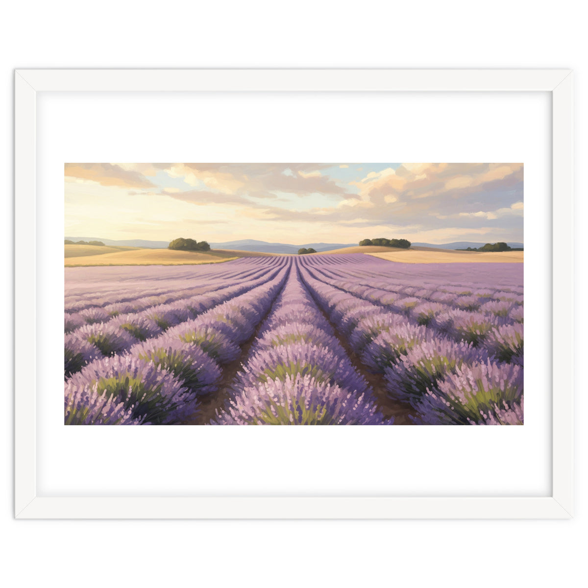 Provençal Sunset: Lavender Field Landscape