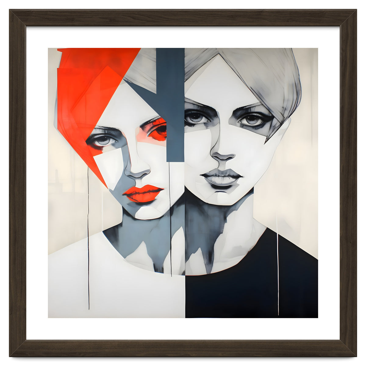 CHIC, Fashion in it's simplist form, two chic women head and shoulders portrait.