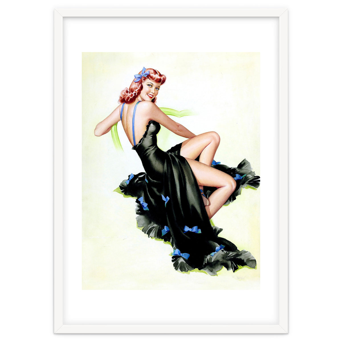 Pinup Girl Posing In Black Dress