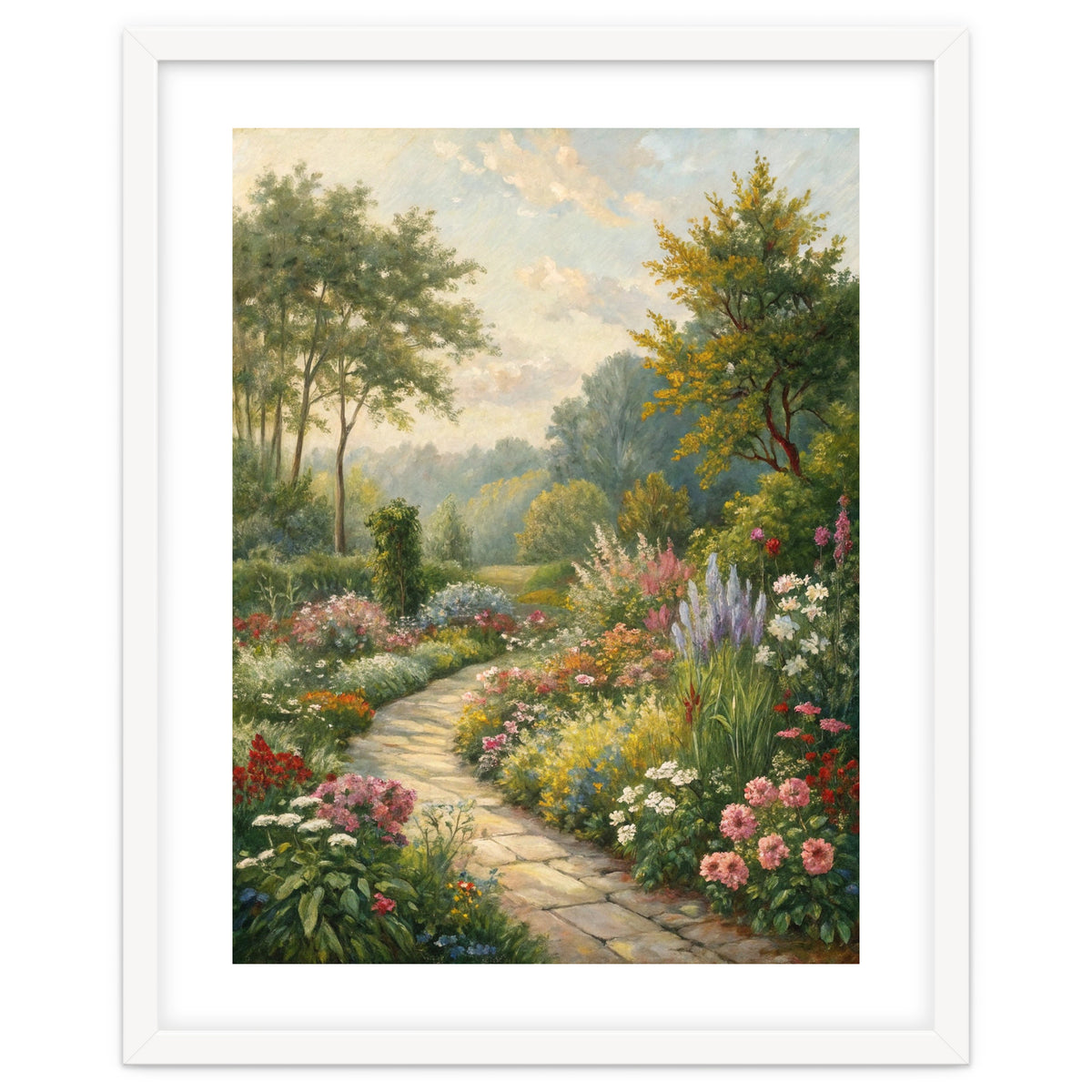 Enchanted English Cottage Garden Oil Painting