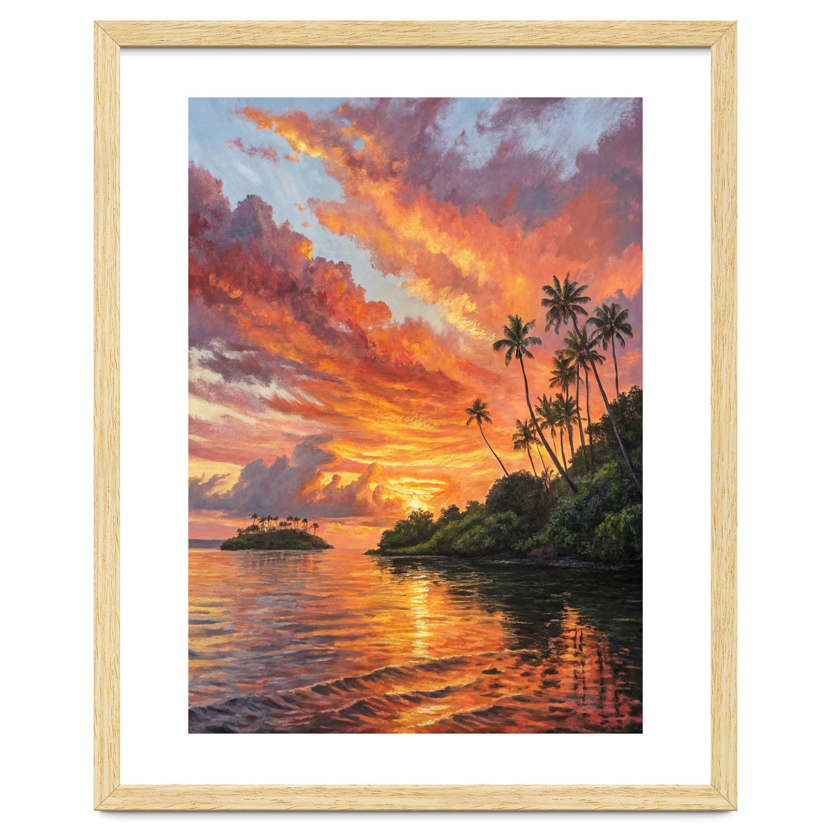 Impressionist Tropical Sunset Over Paradise Island