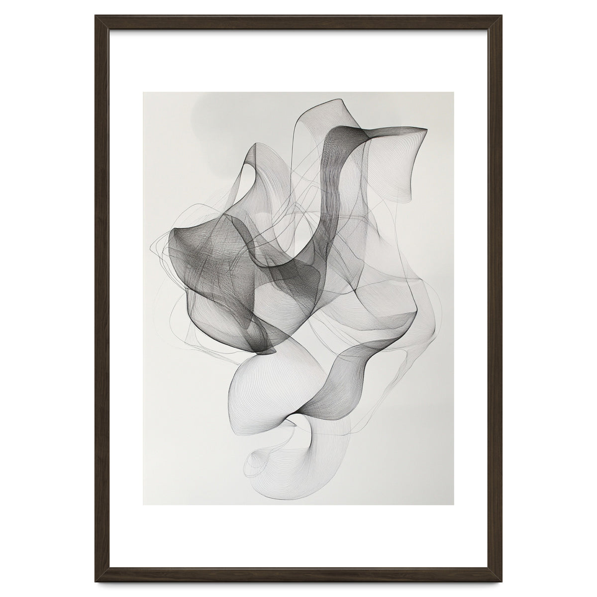 Abstract Black And White Swirling Lines Art