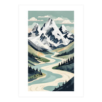Majestic Alpine Peaks: Organic Modern Landscape Art (Print Only)