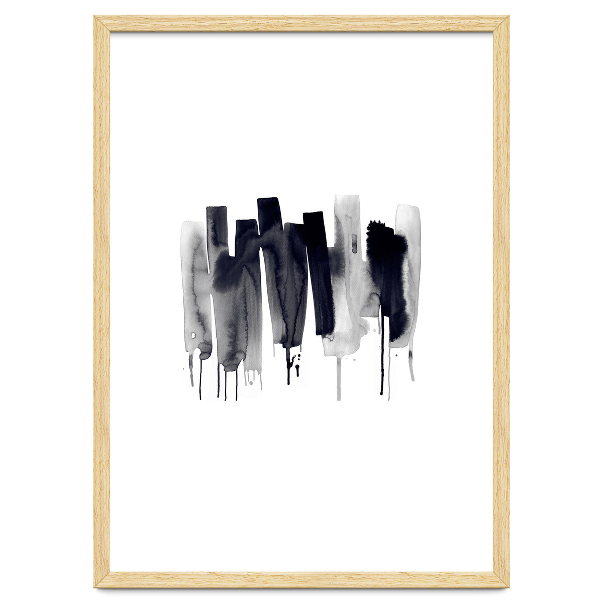 Abstract Watercolor Stripes Minimal Black