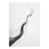 Abstract Black And White Ink Flowing Lines With Splatter (Print Only) thumbnail
