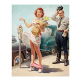Sexy Pinup Shopping Girl And A Sudden Wind (Print Only) thumbnail