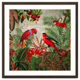 Vintage Rainforest With Tropical Red Parrots thumbnail