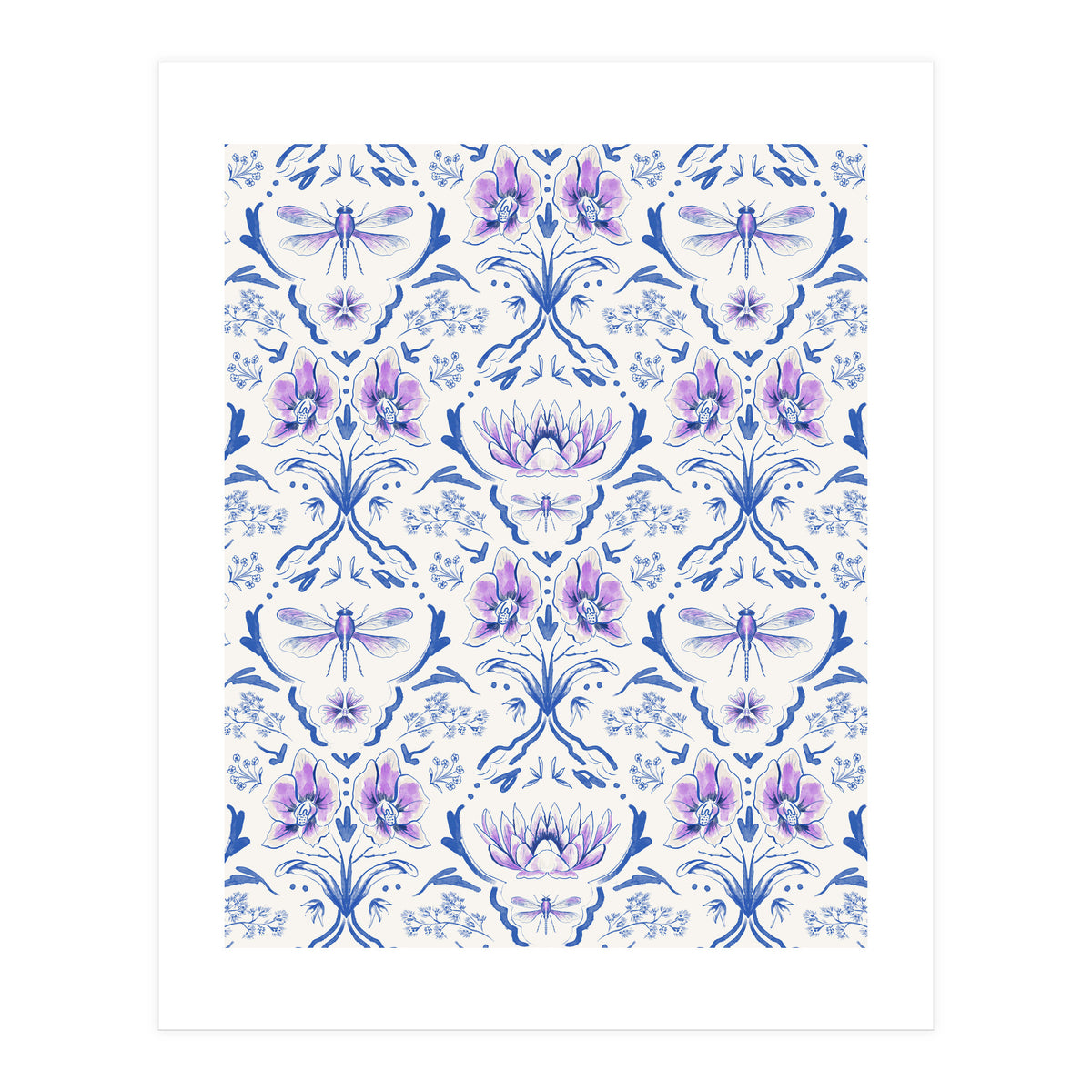 Bohemian Garden Blue Pattern (Print Only)