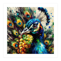 Vibrant Peacock Portrait (Print Only)