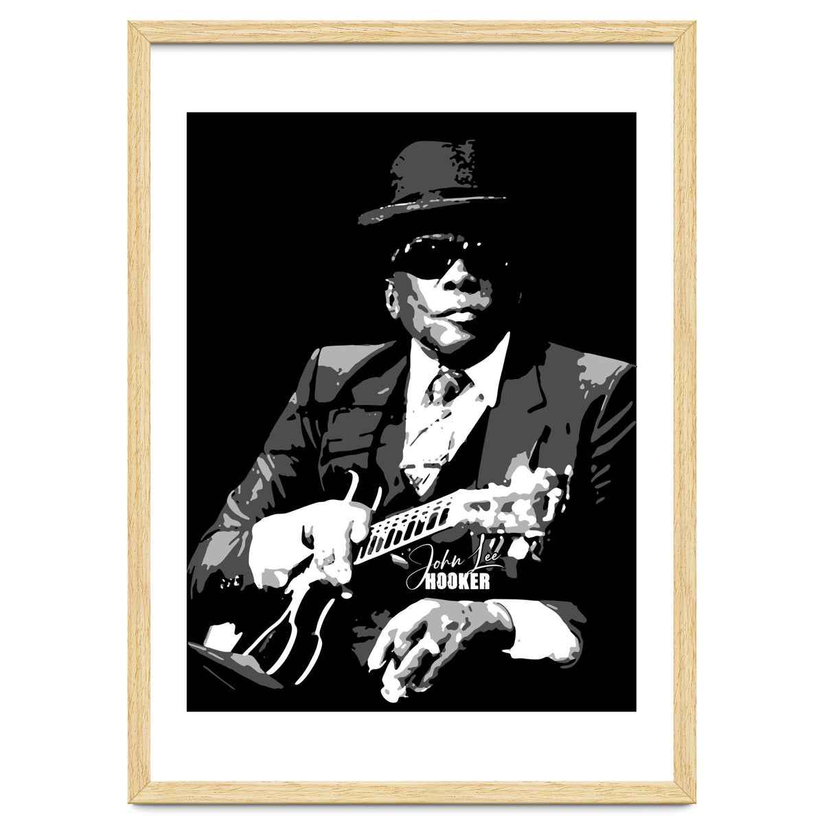 John Lee Hooker American Blues Guitarist in Grayscale