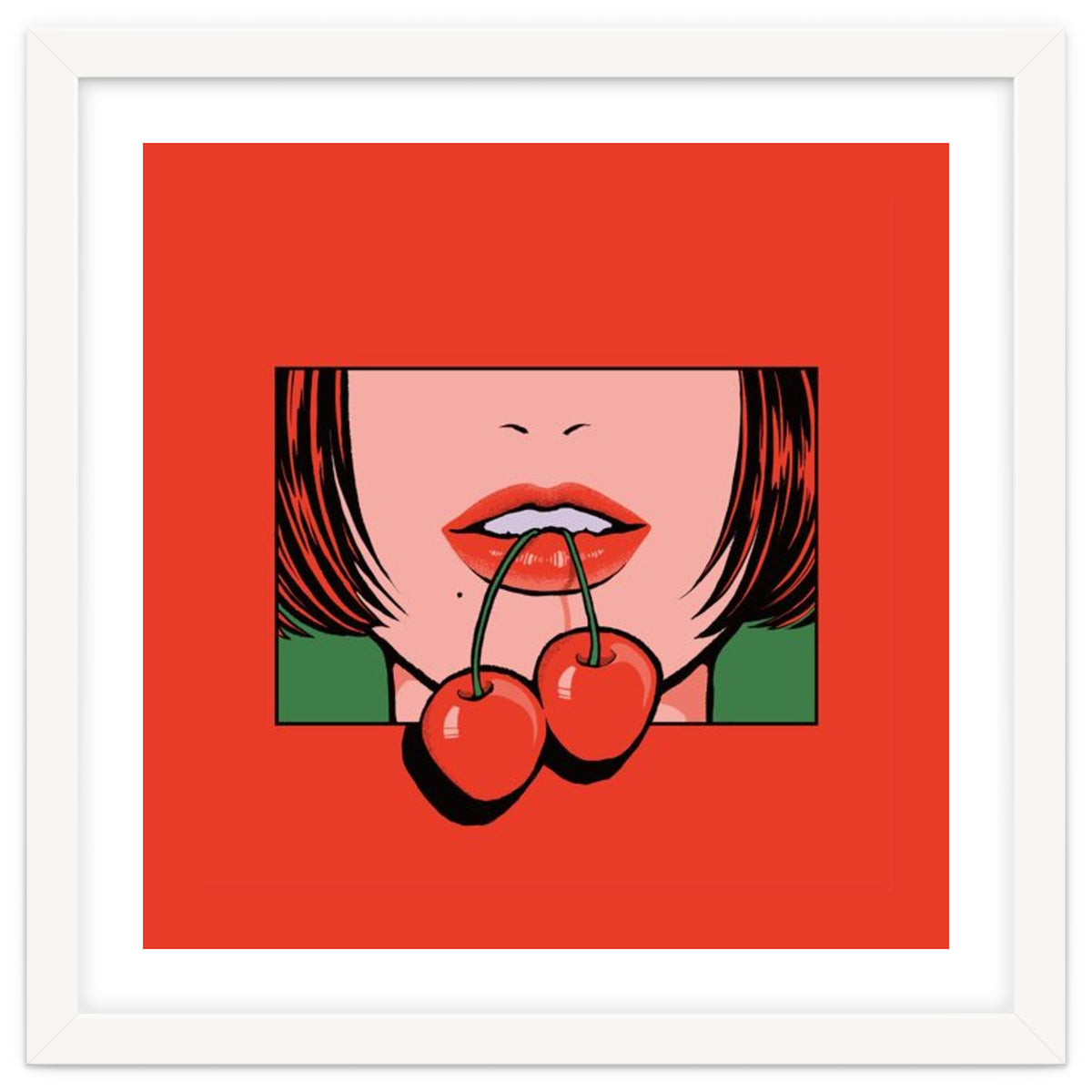 Pop Art Cherry Bold Lips With A Classic Design