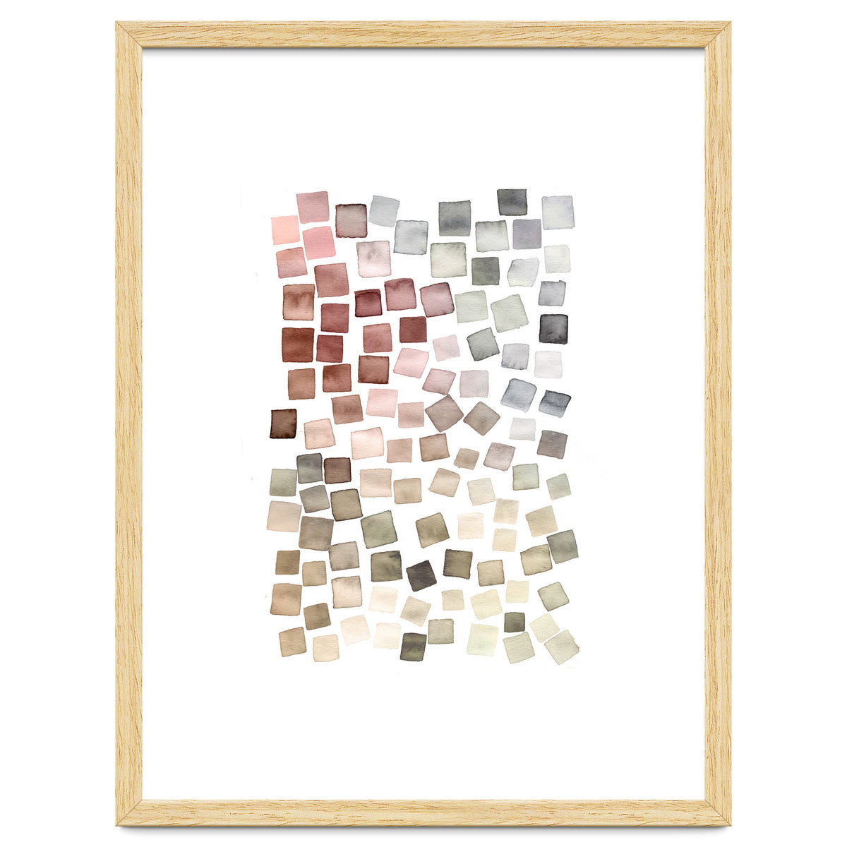 Watercolor Geometric Square Shapes Red