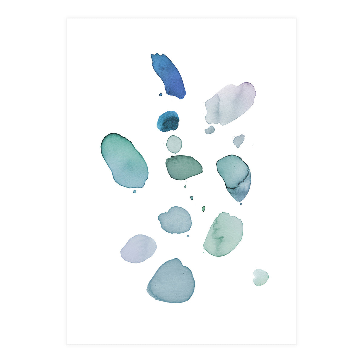 Watercolor Aqua Abstract Spots I (Print Only)