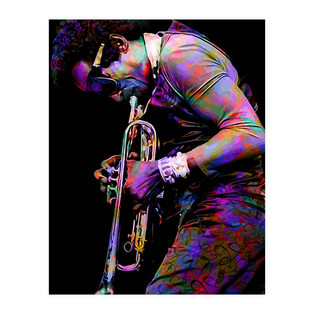 Miles Davis American Jazz Trumpeter Legend Colorful Art (Print Only)