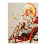 Pinup Girl In Rickshaw Experiencing Sudden Wind (Print Only) thumbnail
