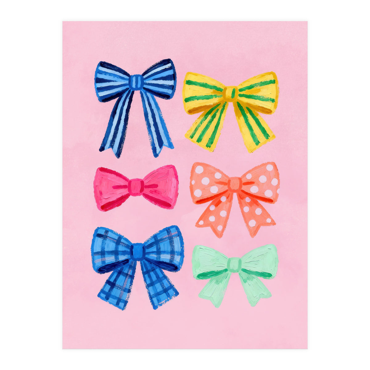 Colorful Ribbon Bows ties Illustration (Print Only)