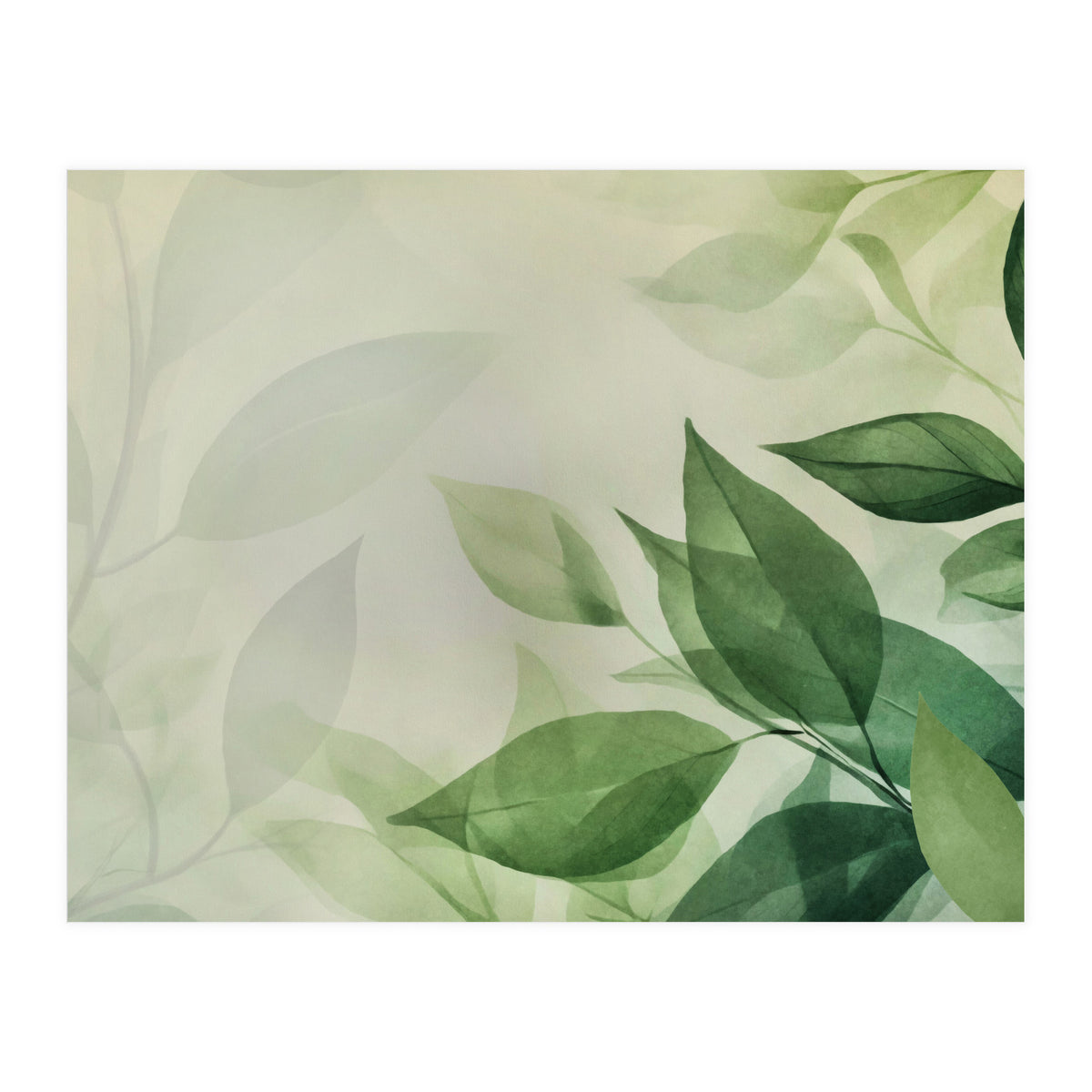 Botanical Serenity Green Leaves (Print Only)