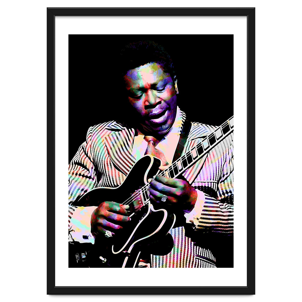BB King. American Blues Guitarist in Colorful Art