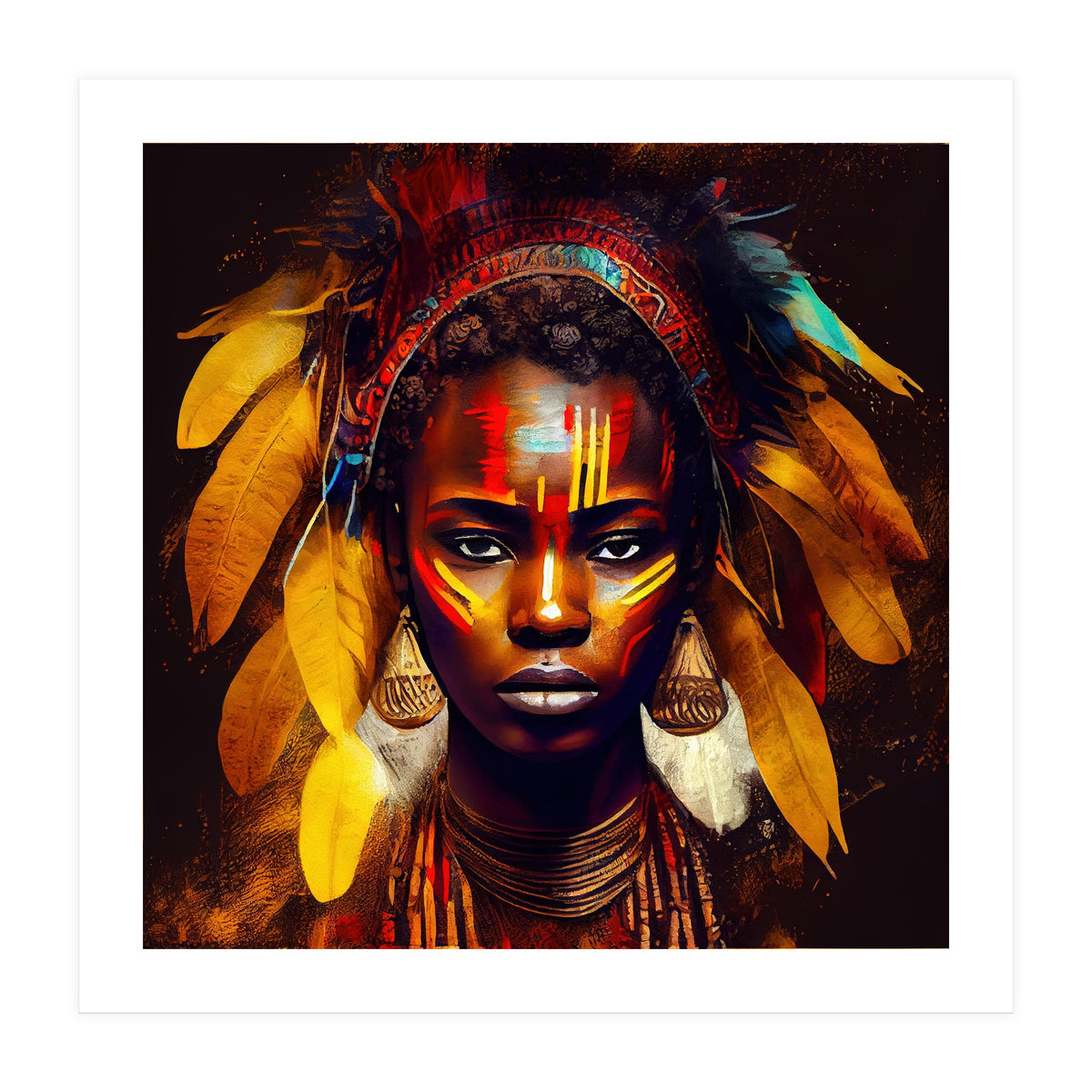 Powerful African Warrior Woman #2 (Print Only)