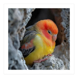Cute Lovebird Perched On A Rock In A Cave (Print Only) thumbnail