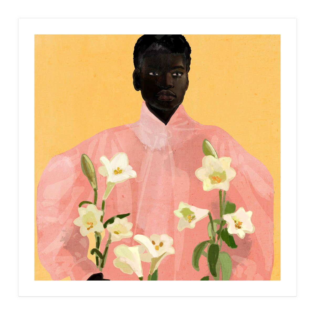 Girl Holding Flowers 2 (Print Only)