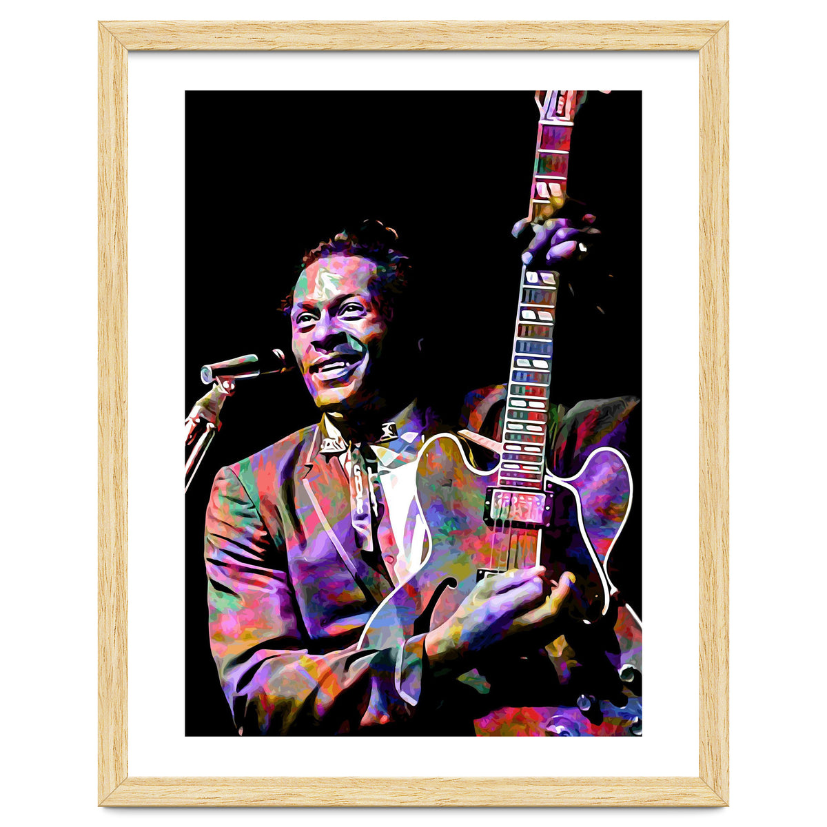 Chuck Berry Rock and Roll Guitarist Colorful