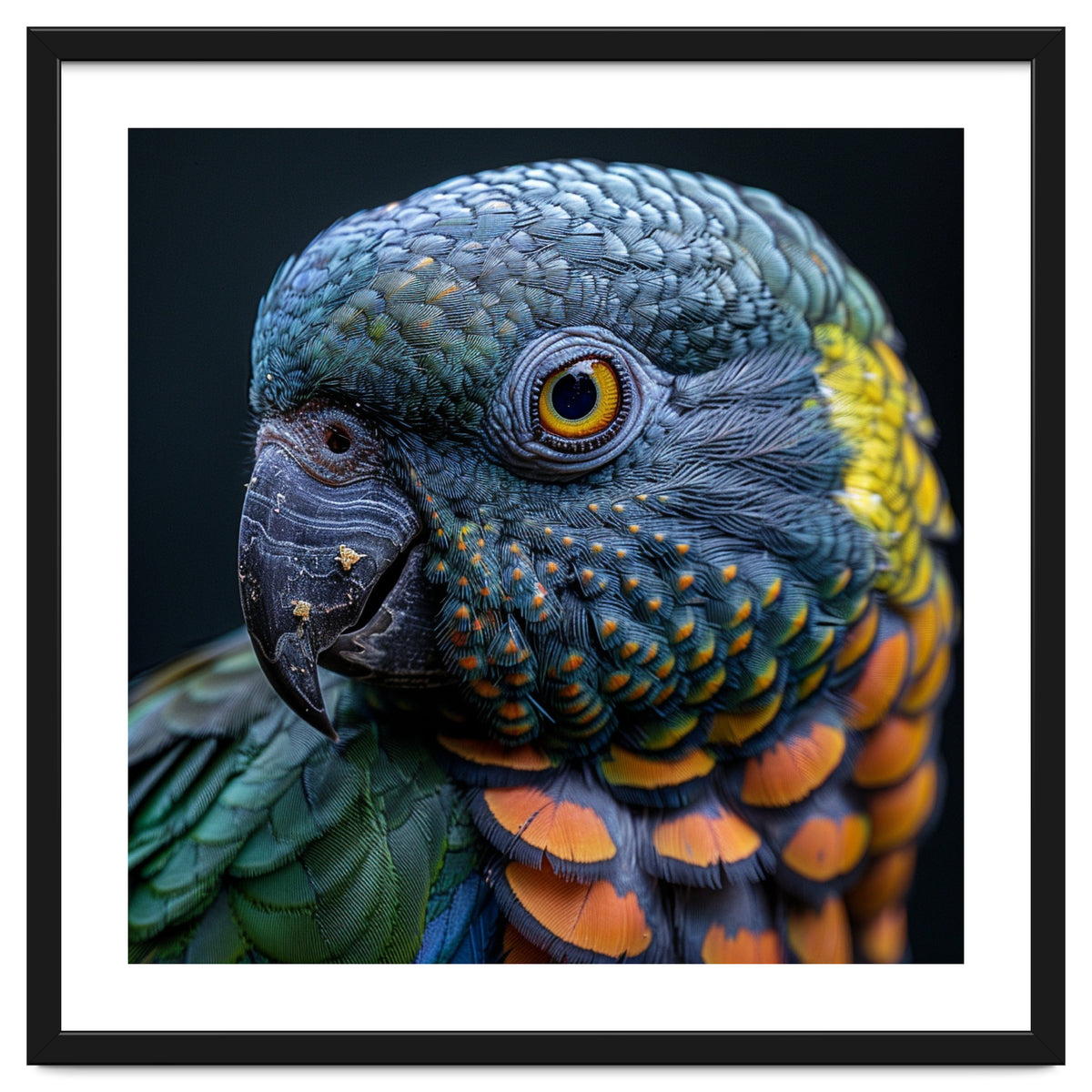Close Up Portrait Of A Colorful Parrot's Face