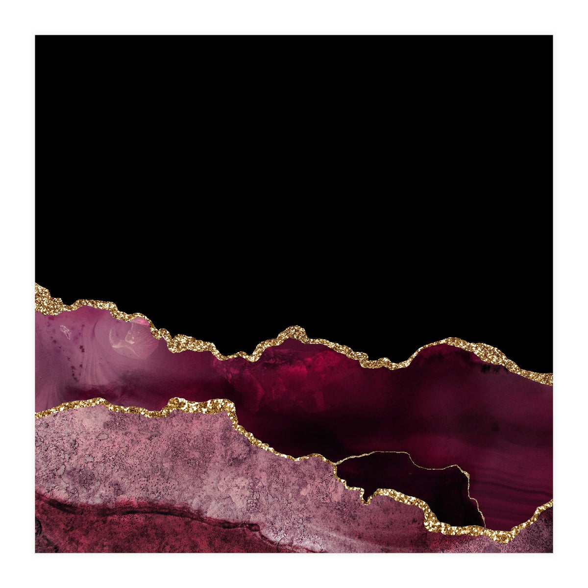 Burgundy & Gold Agate Texture 10  (Print Only)