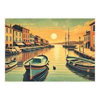 Vintage Harbor Sunset Poster (Print Only)