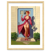 Pinup Girl With Accident At Her Door