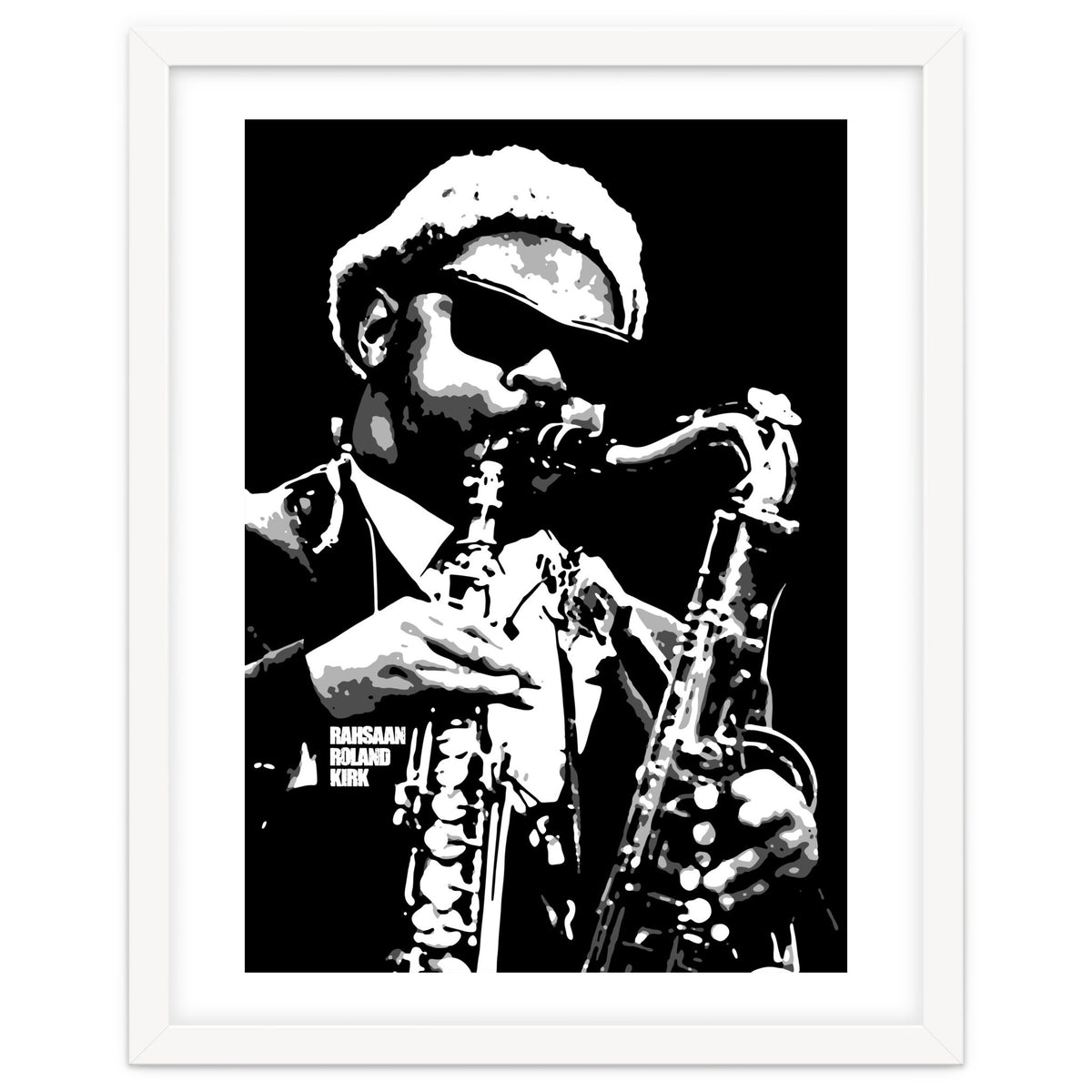 Rahsaan Roland Kirk American Jazz Multi-Instrumentalist in Grayscale 2