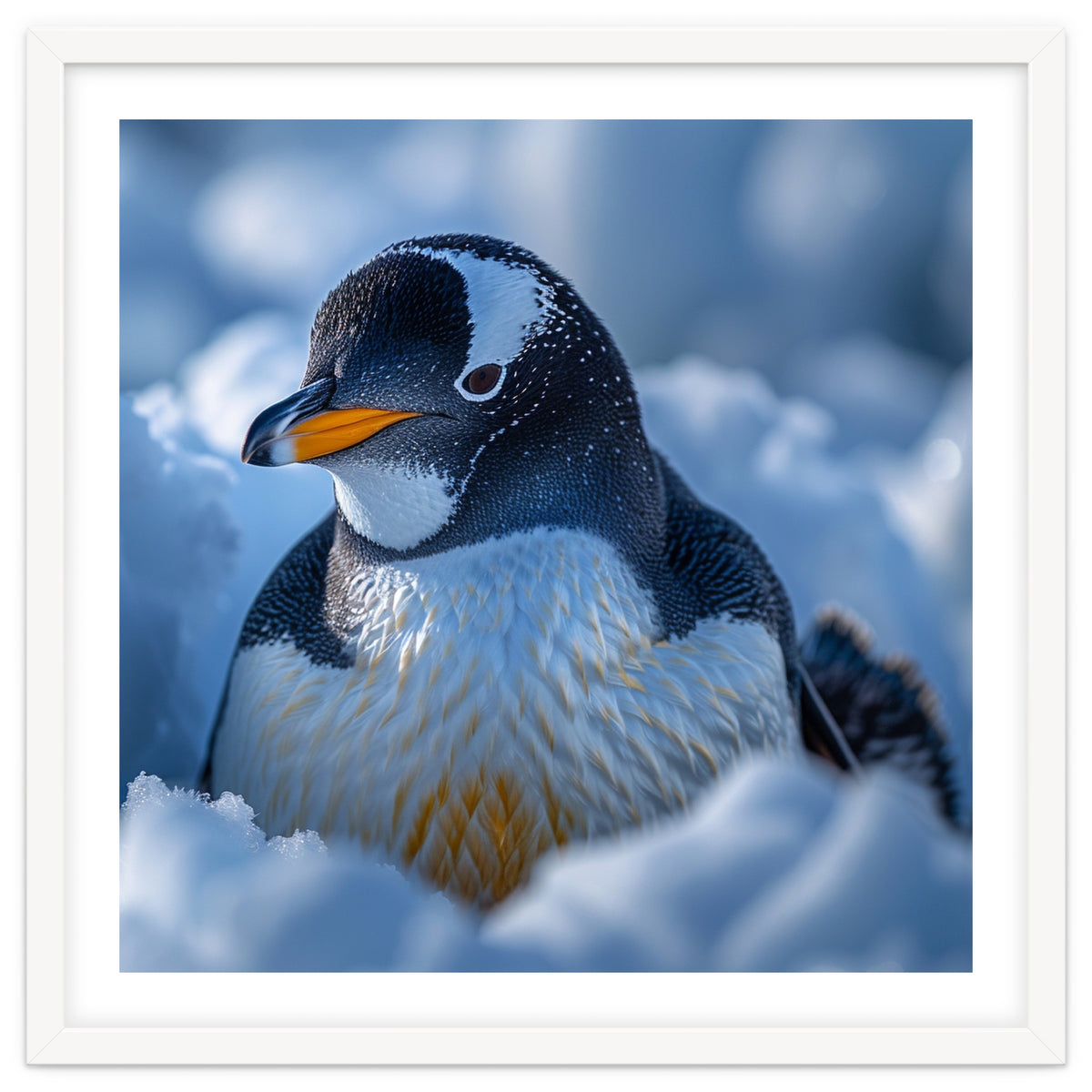 Gentoo Penguin In Its Natural Snowy Habitat