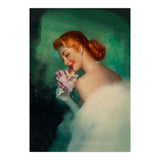 Portrait Of A Pinup Bride In White Dress And A Flower Boukuet (Print Only) thumbnail