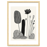 Abstract Black And White Botanical Illustration With Organic Shapes thumbnail